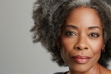 Graceful Aging: Beautiful Senior Woman with Natural Hair and Subtle Makeup