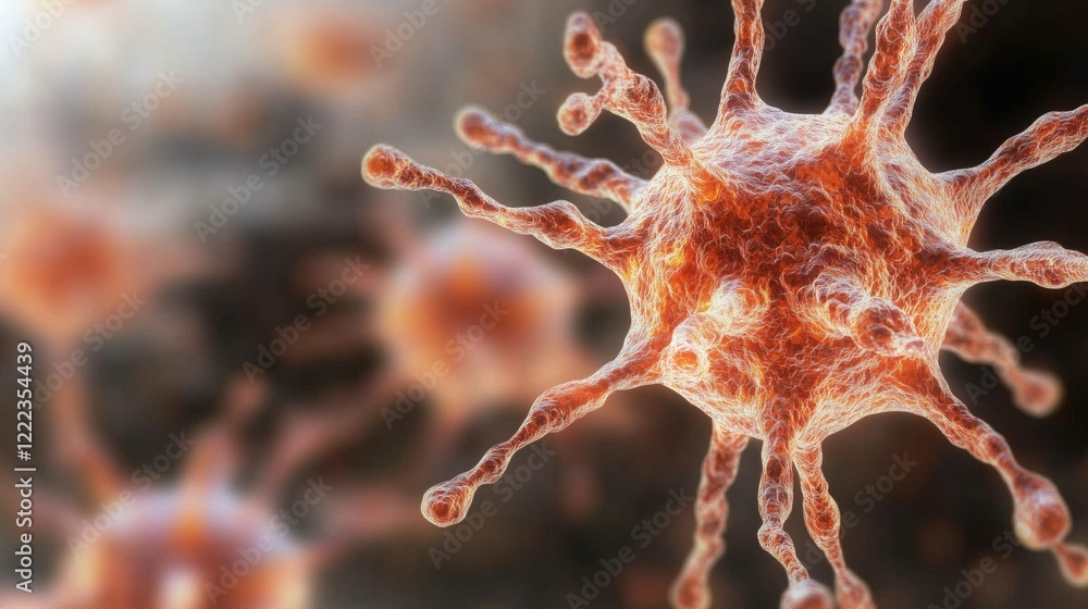 Aufkleber microscopic view of a virus cell highlighting intricate structures