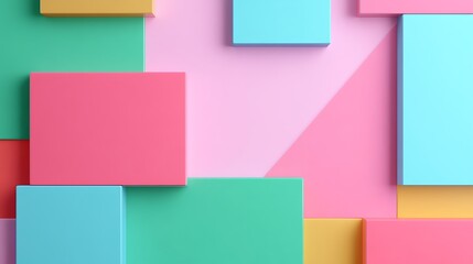 Fototapeta premium Colorful Geometric Shapes on a Pastel Background Perfect for Modern Design and Creative Projects