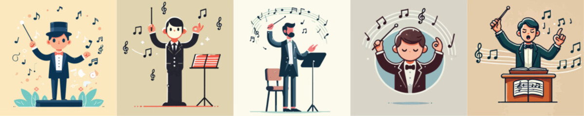 A vector collection of a music composer