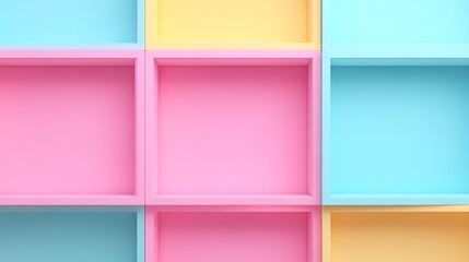 Colorful pastel display shelves in a creative interior design setting for modern decor and organization ideas