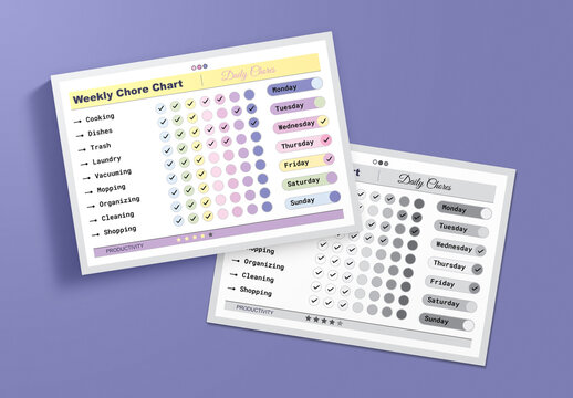 Monthly Chore Chart Template for Man And Woman