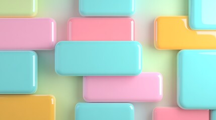Fototapeta premium Colorful Rectangles in Pastel Shades with a Glossy Finish Creating a Playful and Lighthearted Background