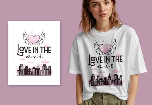 Valentines Day Romantic Tshirt Design Template