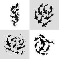 fish  showcasing a sense of movement and harmony, with each fish.