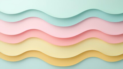 Layered Waves of Soft Pastel Colors Creating Modern Background Design for Various Creative Projects