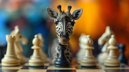 A unique chessboard, unique chess pieces. We contribute to a better gaming experience. Black and white chessboard. AI generated image