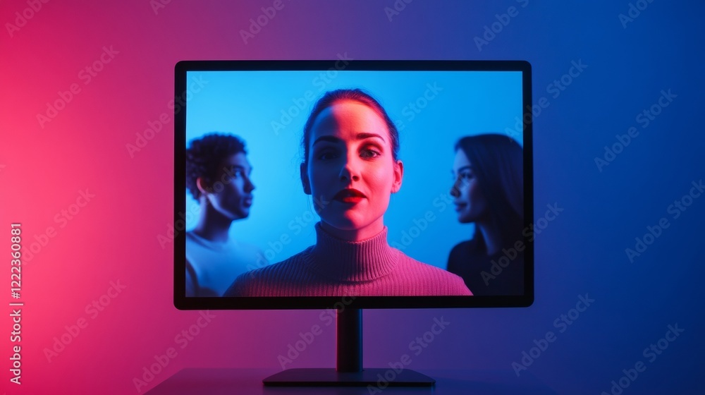 Leinwandbilder futuristic virtual meeting 2023 dynamic split-screen collaboration in diverse home settings - innova