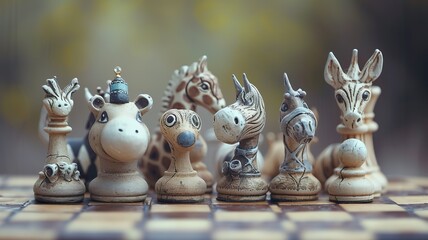 A unique chessboard, unique chess pieces. We contribute to a better gaming experience. Black and white chessboard. AI generated image