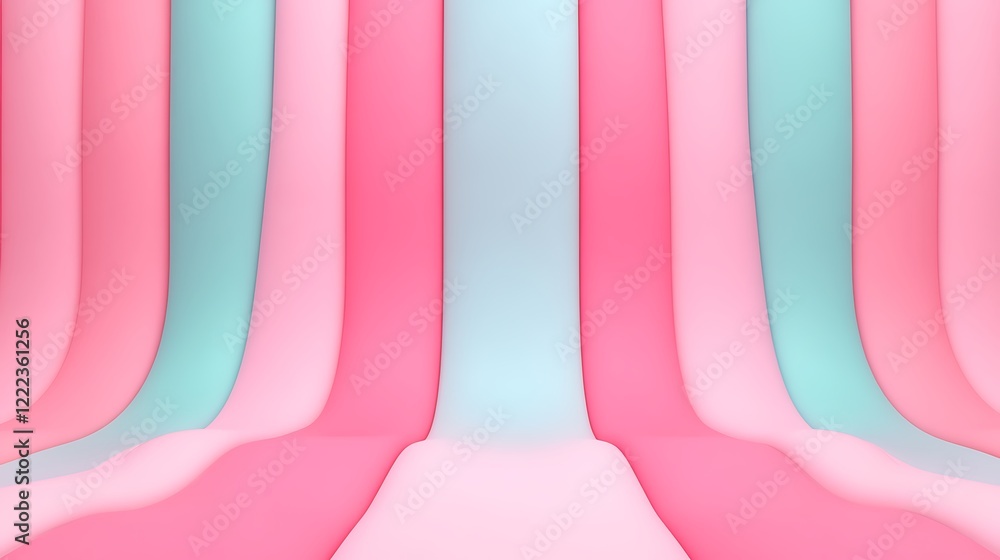 Poster soft flowing fabric in pastel pink and blue color with gradual curves for background and studio use