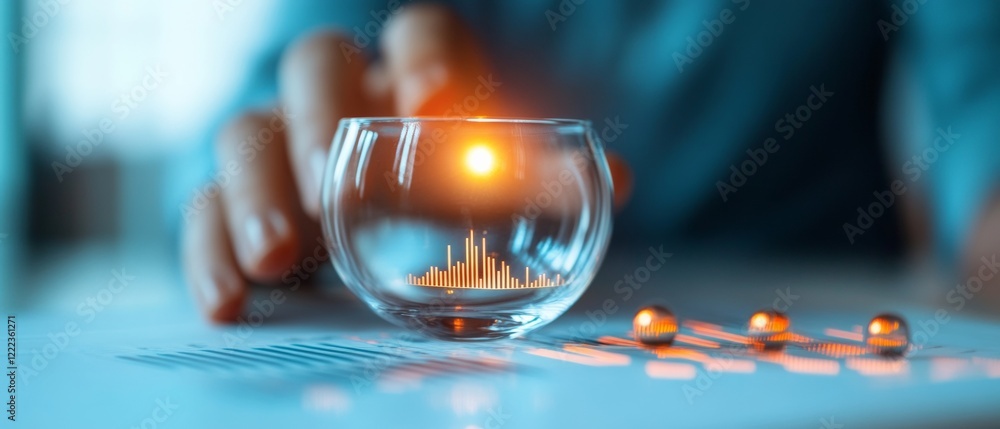 Poster Interactive Digital Screen Display Marketing Teams Graphical Analysis and Glass Surface Data - Cutting-Edge Business Visualization for Real-Time Strategic Insights