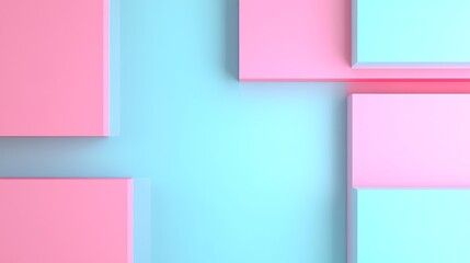 Fototapeta premium Softly Colored Geometric Shapes in Pastel Pink and Blue Creating a Minimalist Abstract Background Design
