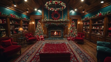 Cozy Christmas Library: A Festive Winter Wonderland