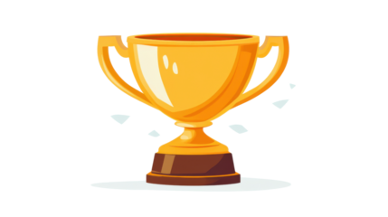 Golden trophy on transparent background