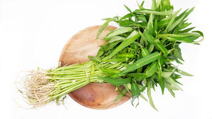 water spinach or kale green or kangkung in Indonesia isolated on white background.