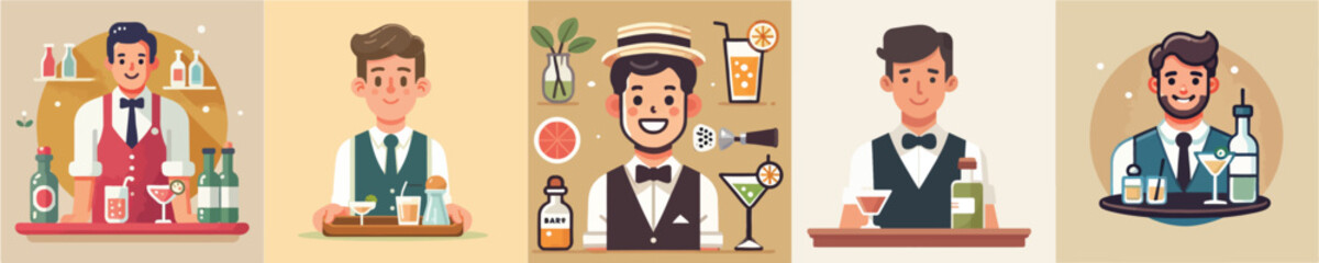 Vector collection of a bartender