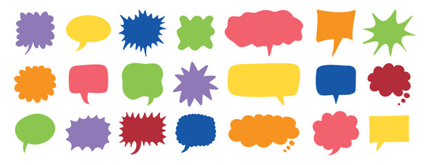 colorful speech bubbles set. Hand drawn vector cute communication bubbles. speech bubble collection