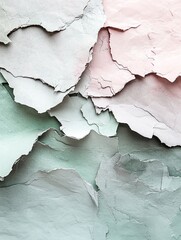 Obraz premium Torn Paper Texture in Soft Green and Pink Pastel Shades, Elegant and Minimalist Background