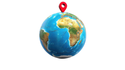 Detailed World Globe with Location Marker