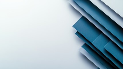 Obraz premium Abstract Layered Background with Geometric Blue Paper Sheets in Various Sizes
