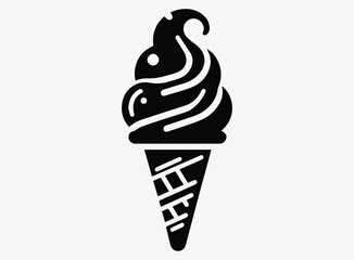 Ice Cream Cone Silhouette Vector