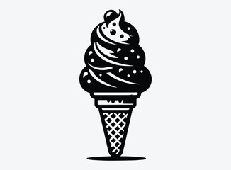 Ice Cream Cone Silhouette Vector