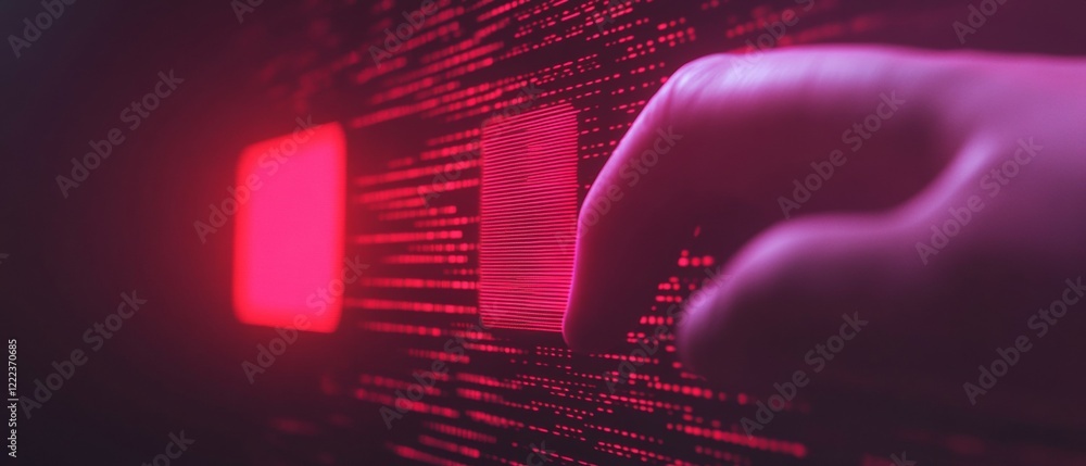 Leinwandbilder Adaptive Tech Security Biometric Fingerprint Scan on Digital Interface with Neon Hue - Enhancing Data Protection and Privacy Solutions for Modern Business Environments