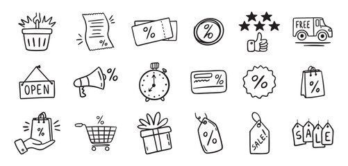 Loyalty card hand drawn doodle element icons. Symbol for Loyalty card, incentive program outline illustration icon