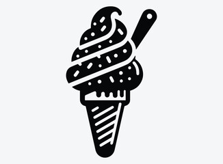 Ice Cream Cone Silhouette Vector