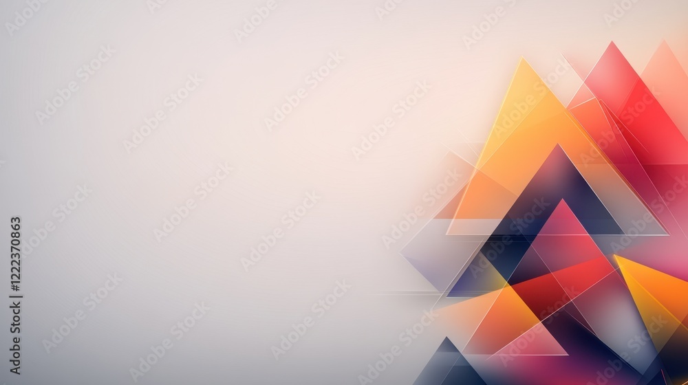 Poster colorful abstract triangle shapes on soft blurred background for design projects