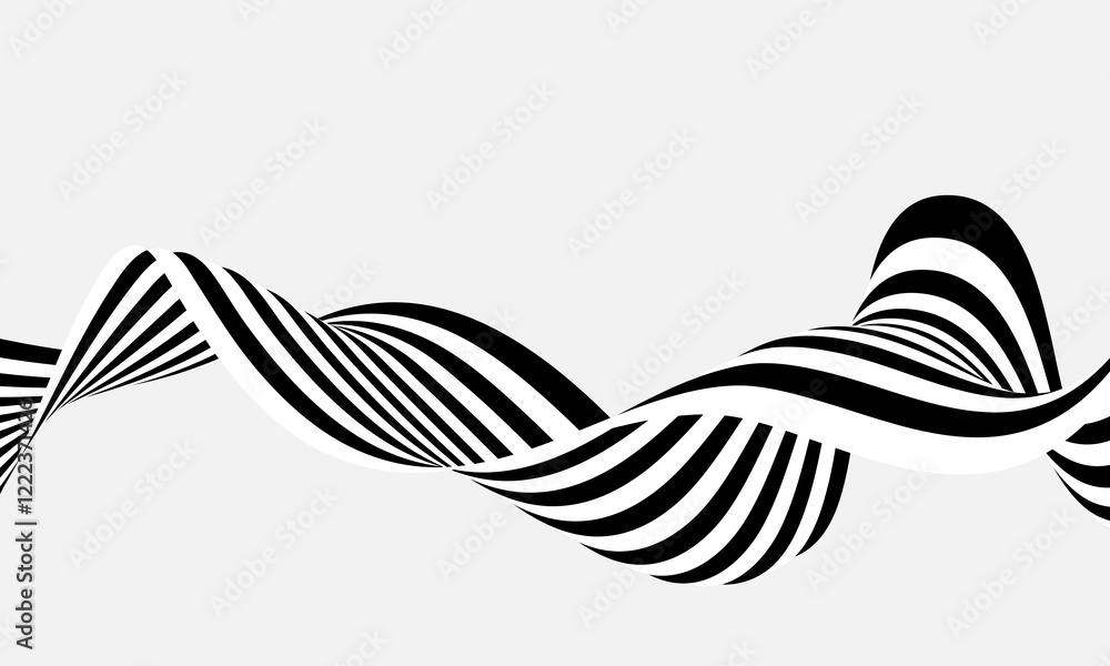 Poster black and white wave. abstract wave design with optical illusion. abstract background.
