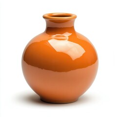 Orange ceramic vase, studio shot, white background, home decor