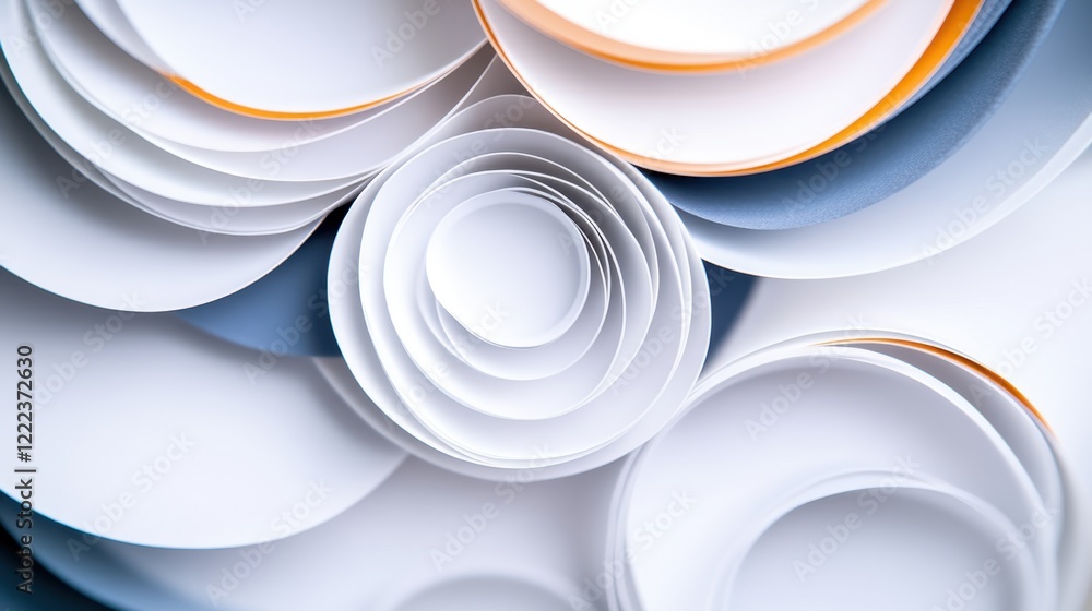 Aufkleber abstract composition of layered paper circles in varied sizes and subtle colors