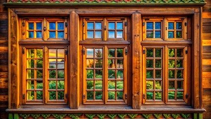 Fototapeta premium Architectural window details: paneled casements, mullions, and grids showcase vintage charm in old window frames and designs.
