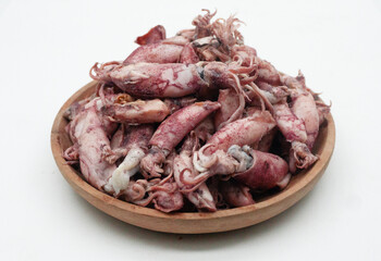 Cumi Asin mentah or raw fresh salted squid or salted cuttle fish.