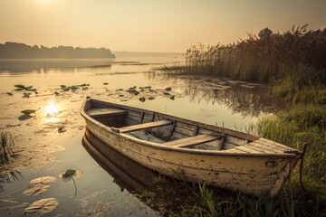 Obraz premium Vintage Still Life: Sun-Drenched Mere, Rustic Charm, Golden Hour Photography