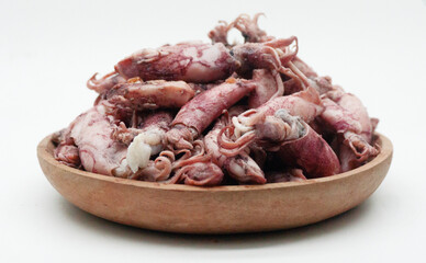 Cumi Asin mentah or raw fresh salted squid or salted cuttle fish.