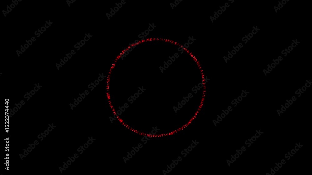 Poster smooth animation of a red glowing circle on a black background, fading in and out, ideal for intros,