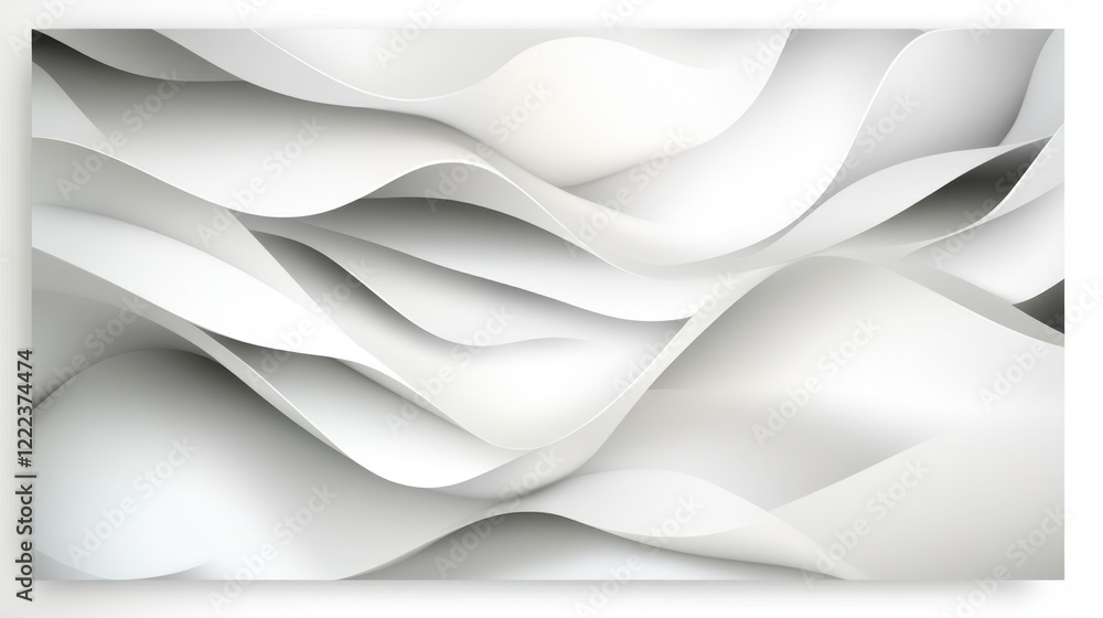 Poster abstract white wave design with soft curves and fluid aesthetic elements