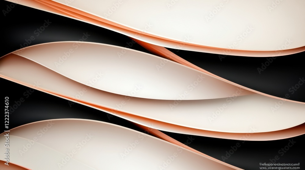 Poster elegant curved paper layers on dark background with soft gradient colors