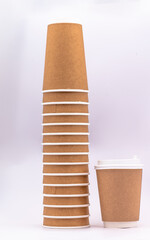 Close-up of a compostable coffee cup, Take Away Coffee Cup, PAPER COFFEE CUPS-Stock photo of a paper coffee cup.