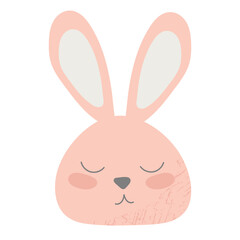 Fototapeta premium Cute Sleeping Bunny Illustration with Soft Pink and White Tones - Minimalist Animal Artwork