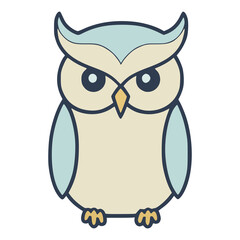 cute owl bird animal sticker flat color vector illustration template design