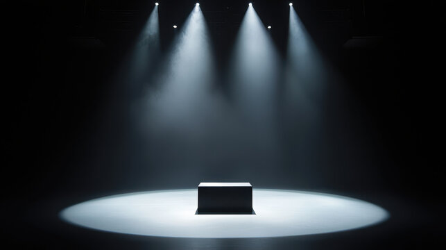 Brit Awards. minimalist stage with spotlight illuminating black box