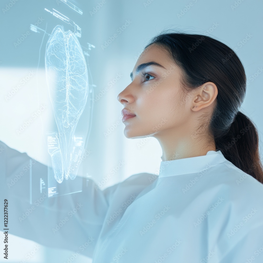 Poster futuristic medical imaging holographic heart scan with advanced ai tech for precision healthcare sol