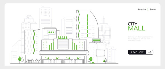 City mall - modern thin line design style vector banner