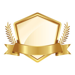 gold shield with ribbon for golden wedding anniversary logo