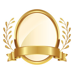 gold circle frame with ribbon
