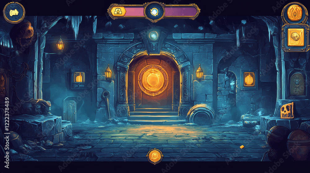 Poster the elements of the game interface. game menu, level interface ,panels ,ui ,buttons