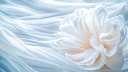 White Flower on Soft Silk Fabric with Gentle Light and Subtle Shadows